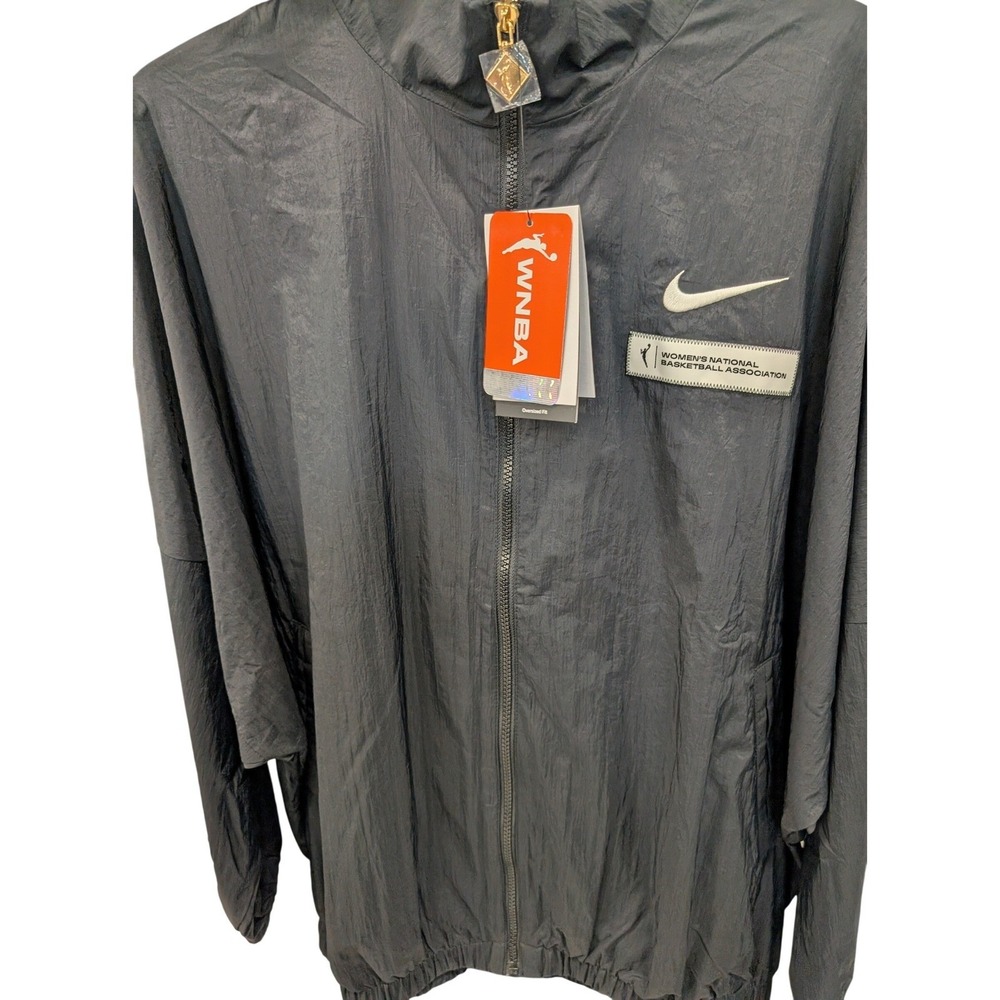 Nike WNBA Womens Medium Full Zip Windbreaker Jacket Black Gold Zipper MSRP $120
